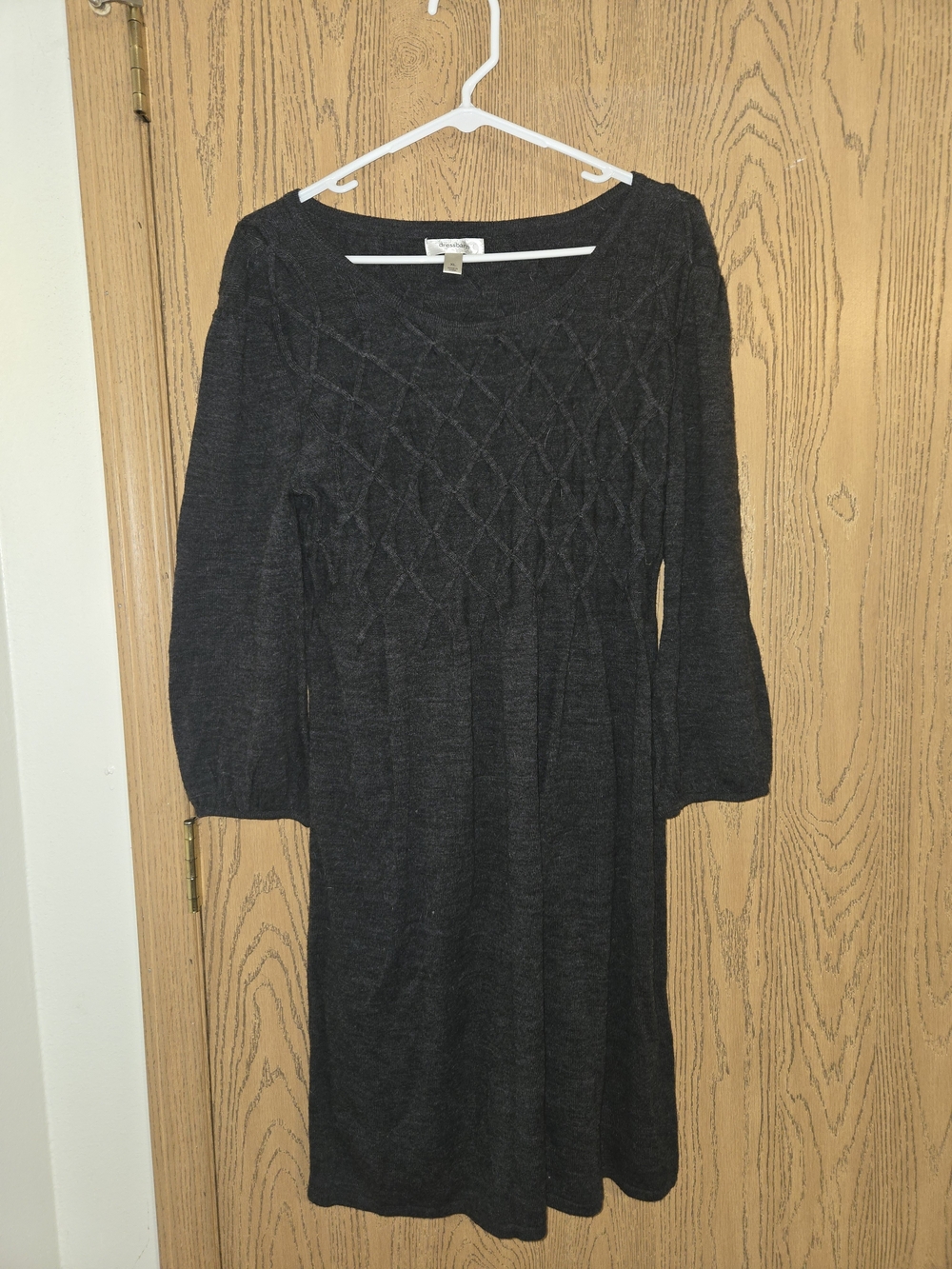 Charcoal Knit Long Sleeve Women's Dress